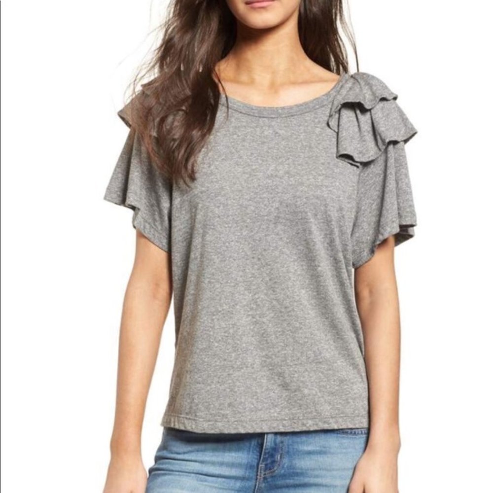 Current Elliott | The Double Ruffle Tee Medium